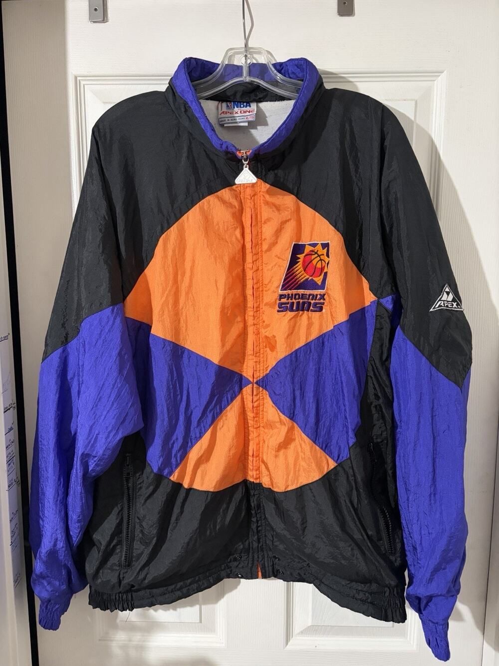 Vintage Phoenix Suns Apex One Windbreaker Sz XL Black Purple Orange NBA 90’s